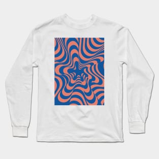 Abstract Groovy Retro Liquid Swirl in Blue Long Sleeve T-Shirt